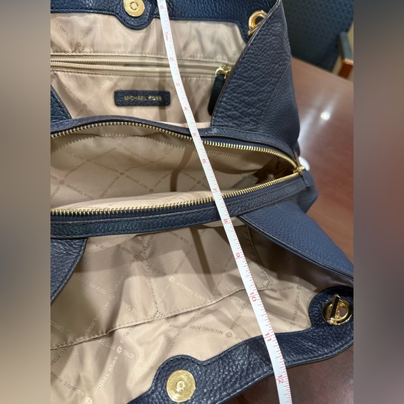 Michael Kors Dark Blue Shoulder Bag with Gold Accents - Picture 7 of 11